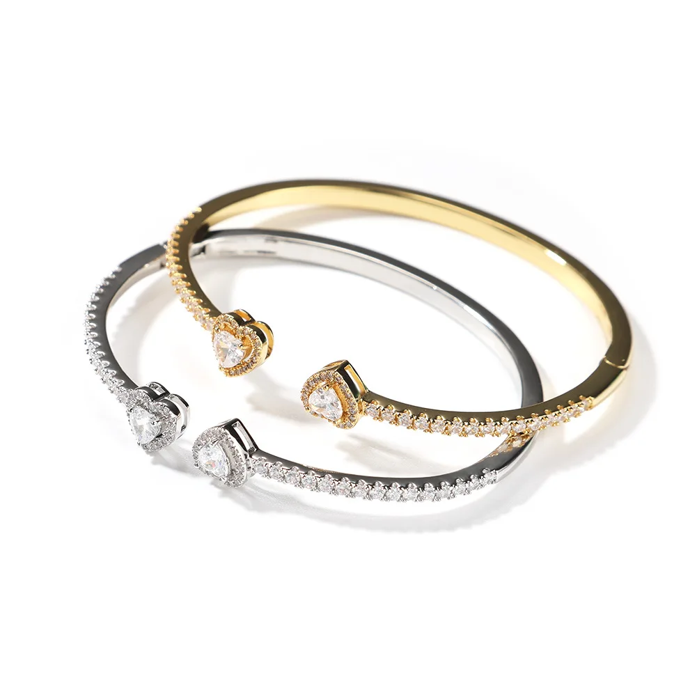 Hip Hop Bracelet Iced Out Bling CZ Heart Bangle Bracelet Double Heart Adjustable Bangle For Women
Hip Hop Bracelet Iced Out Bling CZ Heart Bangle Bracelet Double Heart Adjustable Bangle For Women