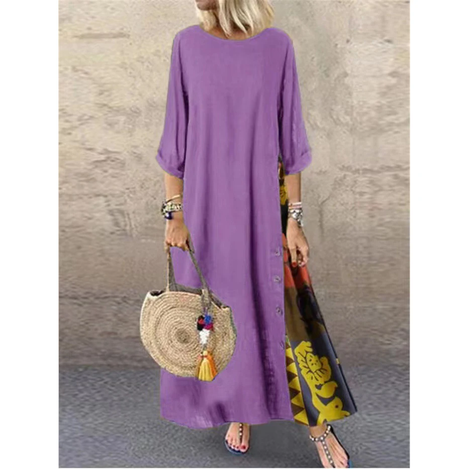 Wholesale Custom Plus Size 5XL Dress Retro Flower Stitching Contrast Color Seven Sleeve Women's Dress Elegant Long Dress
Wholesale Custom Plus Size 5XL Dress Retro Flower Stitching Contrast Color Seven Sleeve Women's Dress Elegant Long Dress