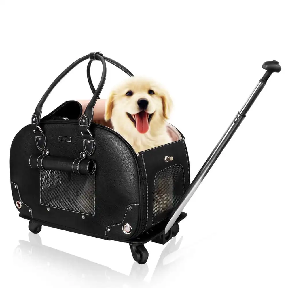 Airline Approved Travel Hiking Foldable Waterproof Premium Leather Pet Travel Bag Cat Dog Carrier With Wheels, Customized color
Airline Approved Travel Hiking Foldable Waterproof Premium Leather Pet Travel Bag Cat Dog Carrier With Wheels, Customized color