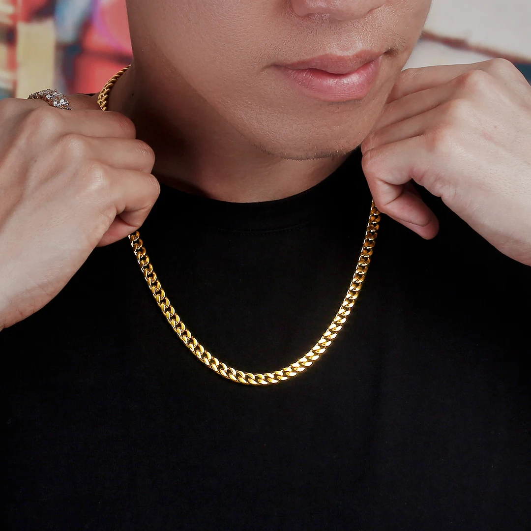 KRKC Wholesale 6mm 26 inch 18K Gold Men Jewelry Stainless Steel Cuban Link Chain Necklace Stainless Steel Gold Chain
KRKC Wholesale 6mm 26 inch 18K Gold Men Jewelry Stainless Steel Cuban Link Chain Necklace Stainless Steel Gold Chain