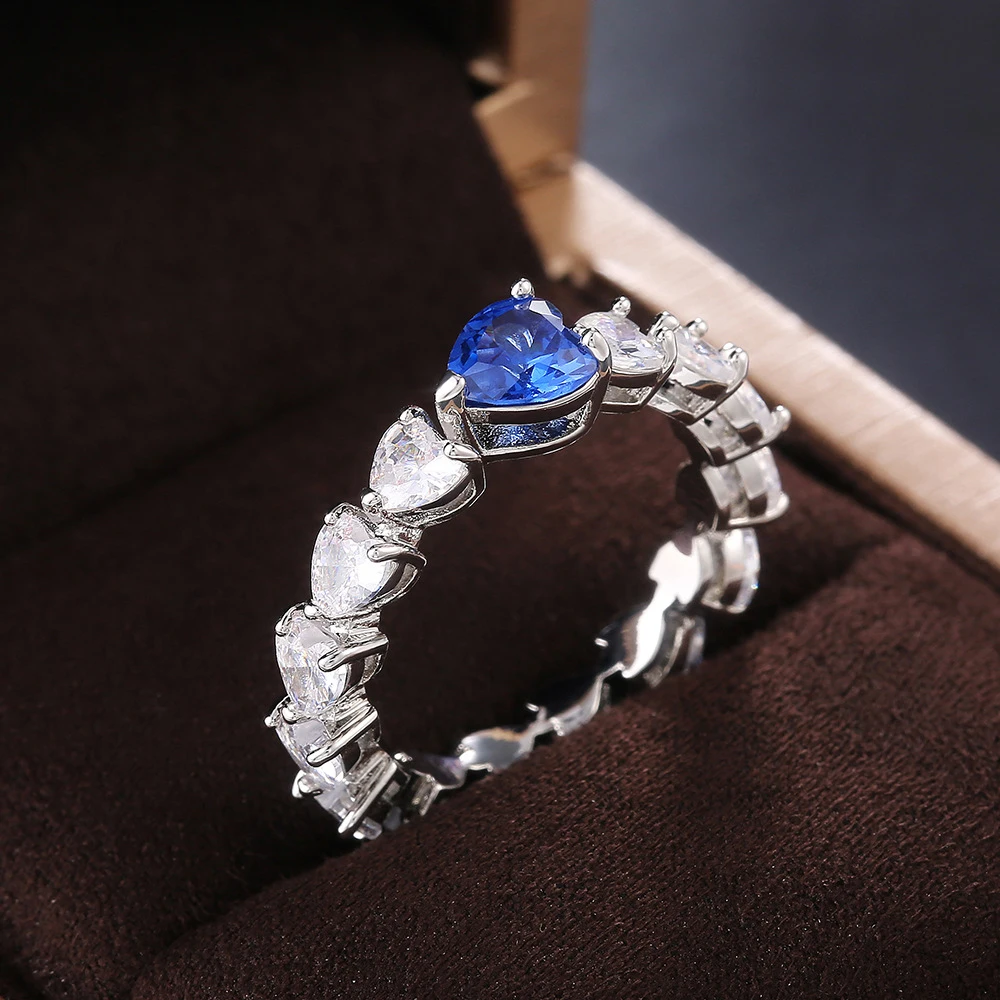 2022 Romantic heart shape Crystal Blue Rings White Gold Plated Diamond Fingers Ring For Ladies
2022 Romantic heart shape Crystal Blue Rings White Gold Plated Diamond Fingers Ring For Ladies