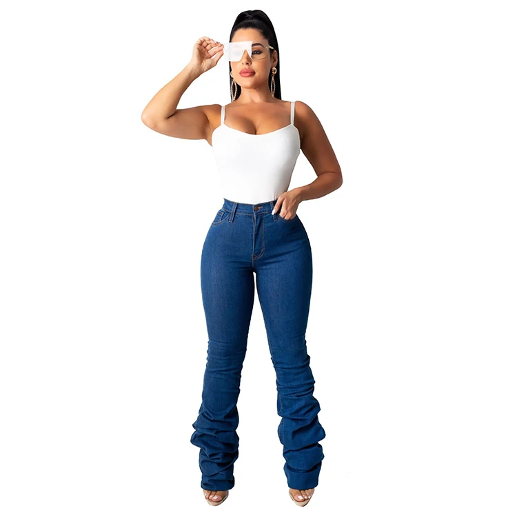 Classic Solid Color High Waist Stacked Denim Jeans Skinny Pleated Hem Stacked Blue Jeans For Women, Light blue, dark blue, black, camouflage
Classic Solid Color High Waist Stacked Denim Jeans Skinny Pleated Hem Stacked Blue Jeans For Women, Light blue, dark blue, black, camouflage