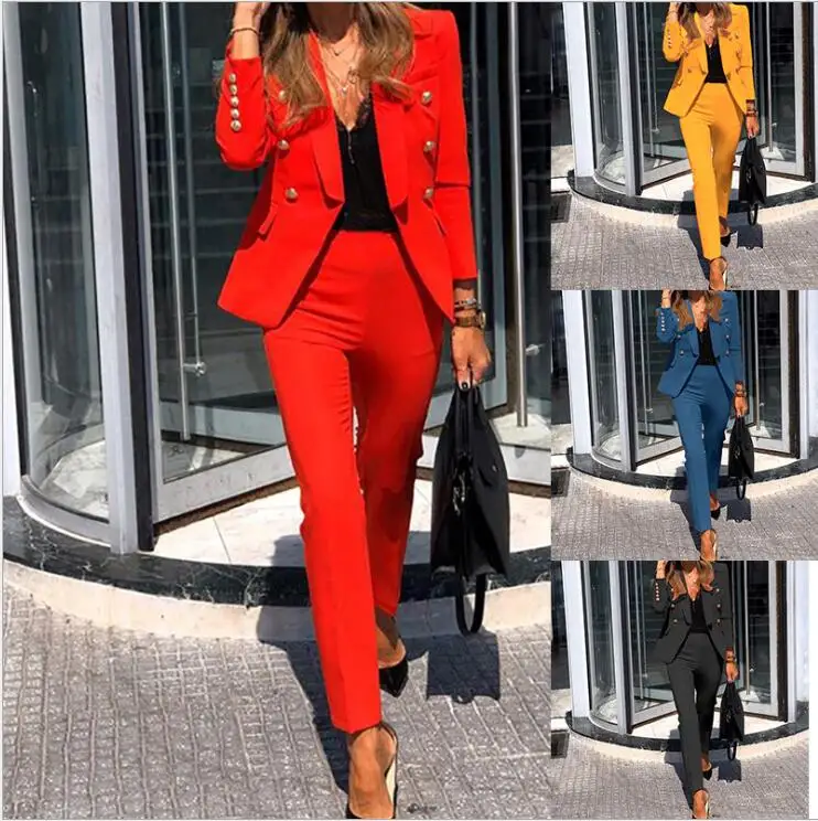 KON806 Women clothing formal office lady Double Breasted slim blazer jacket coat pant two piece womens business suits
KON806 Women clothing formal office lady Double Breasted slim blazer jacket coat pant two piece womens business suits