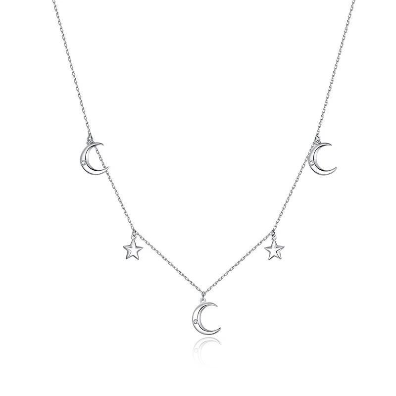 Hot selling S925 sterling silver chain moon star zircon necklace sterling silver choker for girls jewelry
Hot selling S925 sterling silver chain moon star zircon necklace sterling silver choker for girls jewelry