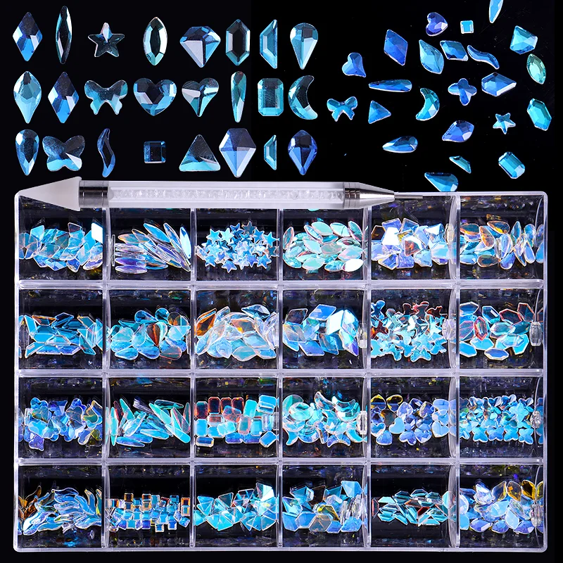 Jieniya nail supplies 24 Grid Box press on nail 3D Rhinestones Set Crystal Diamond DIY Nail Art Accessories
Jieniya nail supplies 24 Grid Box press on nail 3D Rhinestones Set Crystal Diamond DIY Nail Art Accessories