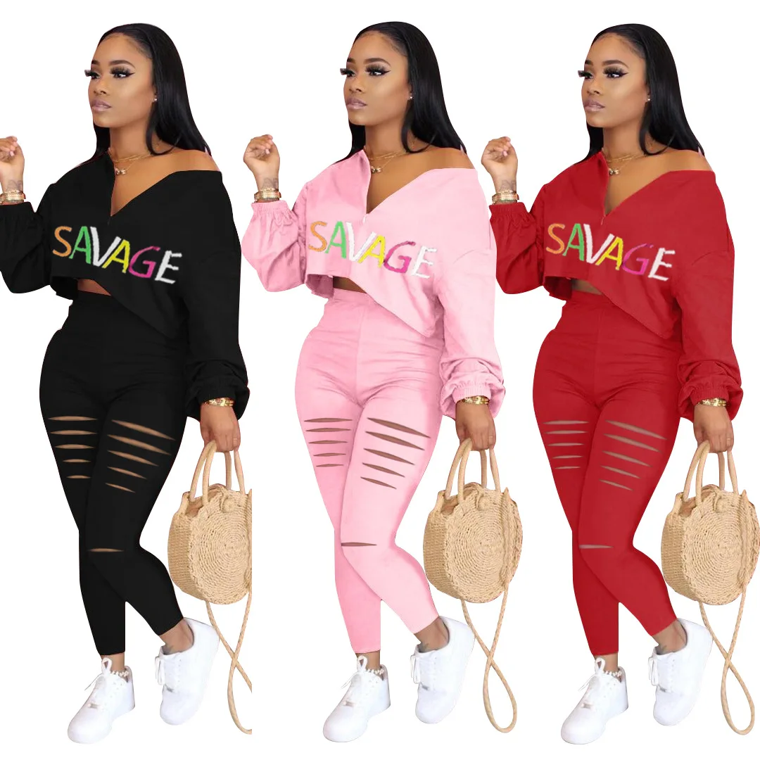 New Women Solid Color Letter Printed Long Sleeve Zip Up Top Hollow Out Pants Suits Sexy Legging Casual 2pc Set Street Outfit
New Women Solid Color Letter Printed Long Sleeve Zip Up Top Hollow Out Pants Suits Sexy Legging Casual 2pc Set Street Outfit