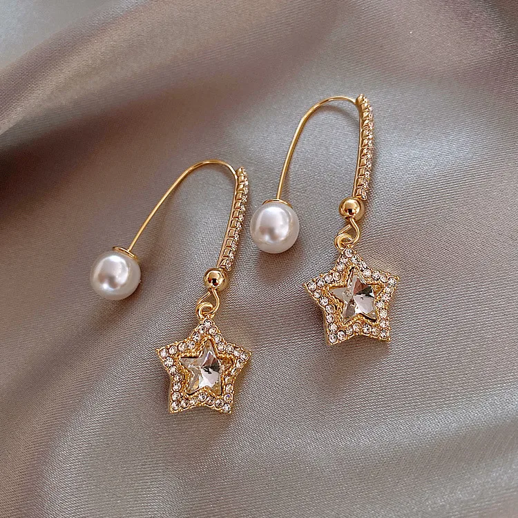 Aimgal Jewelry Imitation pearl earrings five-pointed star water diamond earrings pendant female
Aimgal Jewelry Imitation pearl earrings five-pointed star water diamond earrings pendant female