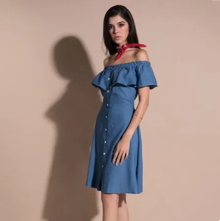 fashion spring and summer women's off the shoulder dress solid color ruffle collar dress
fashion spring and summer women's off the shoulder dress solid color ruffle collar dress
