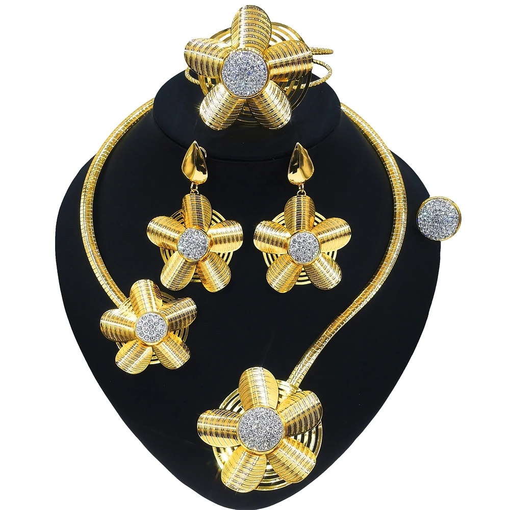 Yulaili Hot Sale Gold Plated Jewelry Set 2021 Fashion Necklace Bracelet Earrings Ring Set France Wholesale Zircon Jewelry Sets
Yulaili Hot Sale Gold Plated Jewelry Set 2021 Fashion Necklace Bracelet Earrings Ring Set France Wholesale Zircon Jewelry Sets