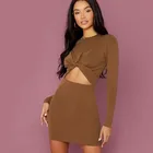 Winter Navelous Wrap Knit Bodycon Sweater Mini Women Dress