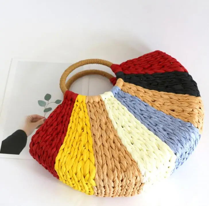 Women Straw Bag Colorful Hand-woven Rattan Tote Clutch Handle Bag Retro Summer Beach Tote Wicker Bags, 1 colors
Women Straw Bag Colorful Hand-woven Rattan Tote Clutch Handle Bag Retro Summer Beach Tote Wicker Bags, 1 colors