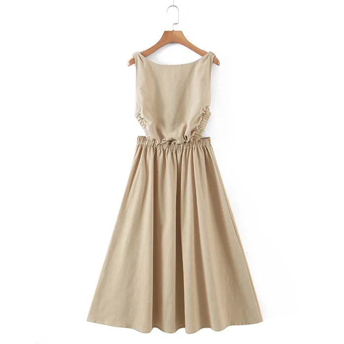 QZ600 New 2021 European Backless O Collar Elastic Slim waist Dress Women Khaki Solid Color Dresses Clothing
QZ600 New 2021 European Backless O Collar Elastic Slim waist Dress Women Khaki Solid Color Dresses Clothing