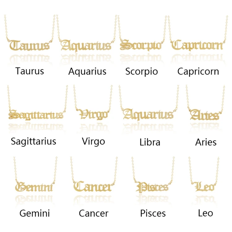 Stainless steel letter jewelry silver gold plated initial custom cursive zodiac necklace, Picture showing
Stainless steel letter jewelry silver gold plated initial custom cursive zodiac necklace, Picture showing
