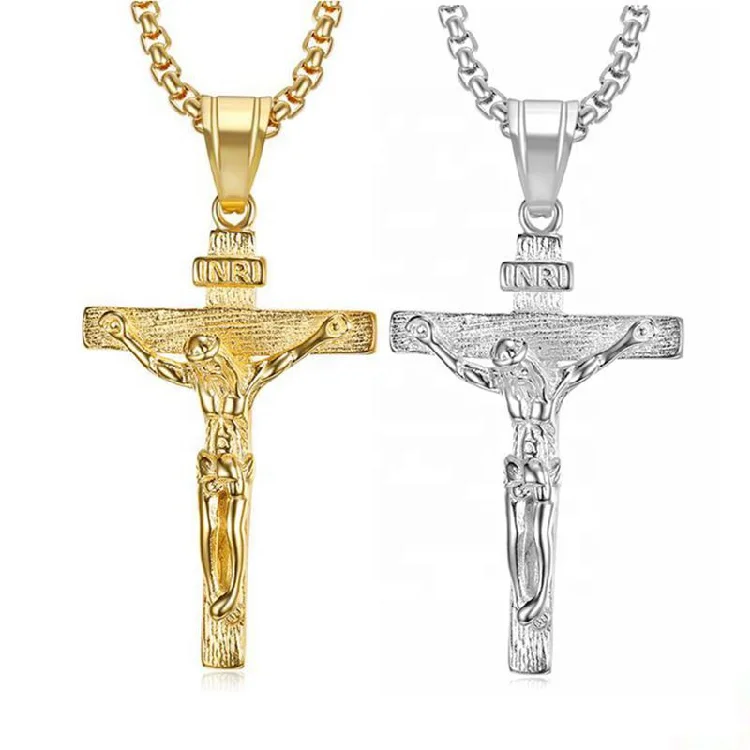 Charm Man Gold Plated Jewelry Religious Ornaments Jesus Cross necklace Stainless Steel Pendant
Charm Man Gold Plated Jewelry Religious Ornaments Jesus Cross necklace Stainless Steel Pendant