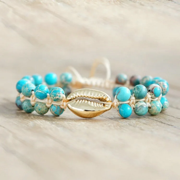 Pulsera Boho Turquoise blue sapphire Bracelet wraps Gold Plated Sea Shell Spring Summer Beach Jewelry perles Bracelets Handmade, As picture or customized
Pulsera Boho Turquoise blue sapphire Bracelet wraps Gold Plated Sea Shell Spring Summer Beach Jewelry perles Bracelets Handmade, As picture or customized