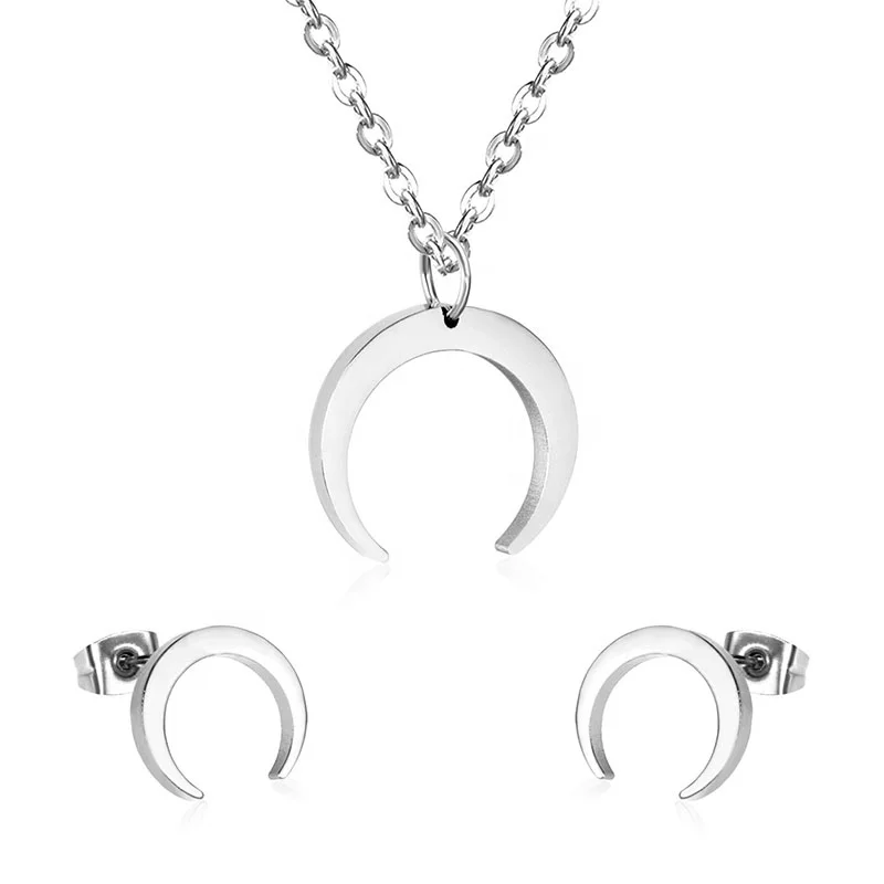 Wholesale High Quality Trendy Fashion 316L Stainless Steel Partysu Moon Necklaces And Earrings Jewelry Sets, Gold,silver,rose gold
Wholesale High Quality Trendy Fashion 316L Stainless Steel Partysu Moon Necklaces And Earrings Jewelry Sets, Gold,silver,rose gold
