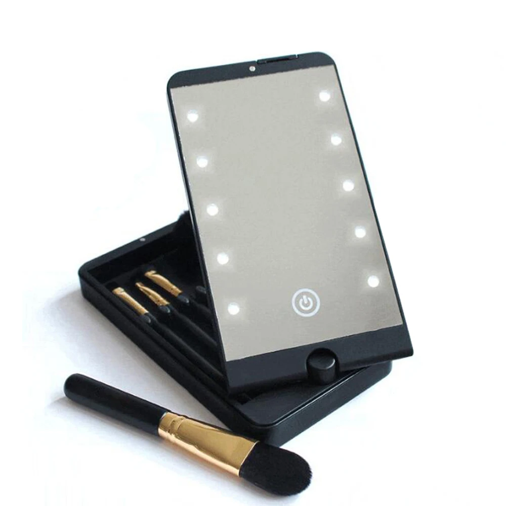 10 Touch Dimmer LED Bulbs Cosmetic Makeup Organizer Hand Custom Pocket Smart Touch LED Makeup Mirror With Light Brush, Black white customized
10 Touch Dimmer LED Bulbs Cosmetic Makeup Organizer Hand Custom Pocket Smart Touch LED Makeup Mirror With Light Brush, Black white customized