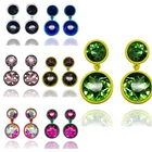 Zooying Enamel Crystal Resin Trim Earrings For Women