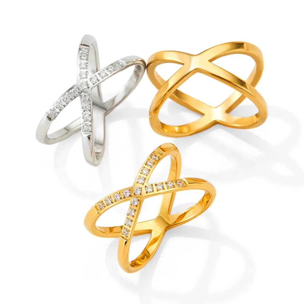 Simple Stainless Steel Zircon Micro-inset Adjustable Rings Gold Plated X Cross Ring For Women
Simple Stainless Steel Zircon Micro-inset Adjustable Rings Gold Plated X Cross Ring For Women