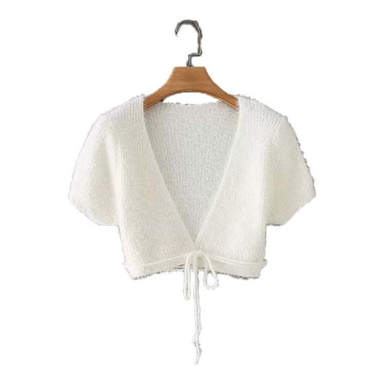 Bmurhmza2021 European and American V-neck show thin, versatile, short open waist strap short sleeve women's Vest, White
Bmurhmza2021 European and American V-neck show thin, versatile, short open waist strap short sleeve women's Vest, White
