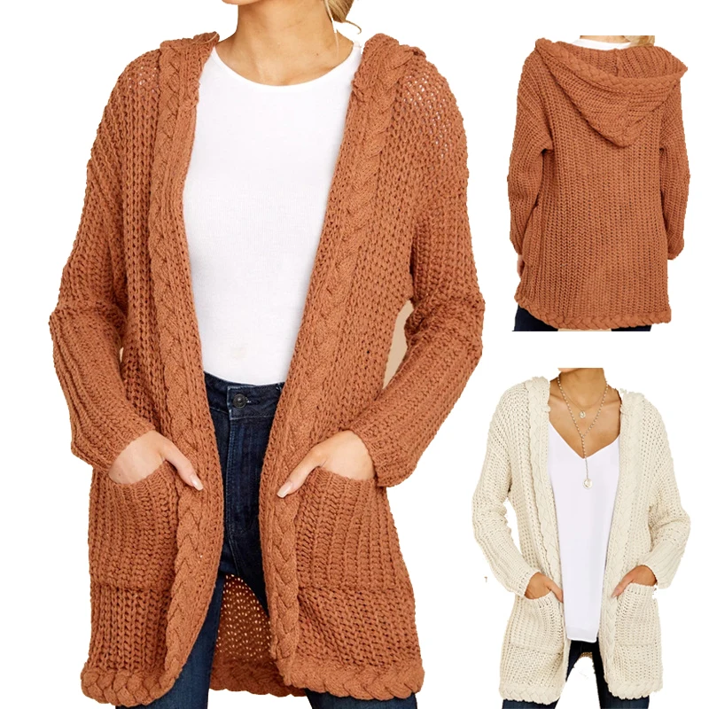 factory Amazon sweater women solid color wide loose jacket with pocket hooded plus size knitted sweater cardigan
factory Amazon sweater women solid color wide loose jacket with pocket hooded plus size knitted sweater cardigan