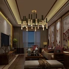 Modern villa Luxury Decoration lighting gold and black finished metal tube Led pendant lights ceiling lights