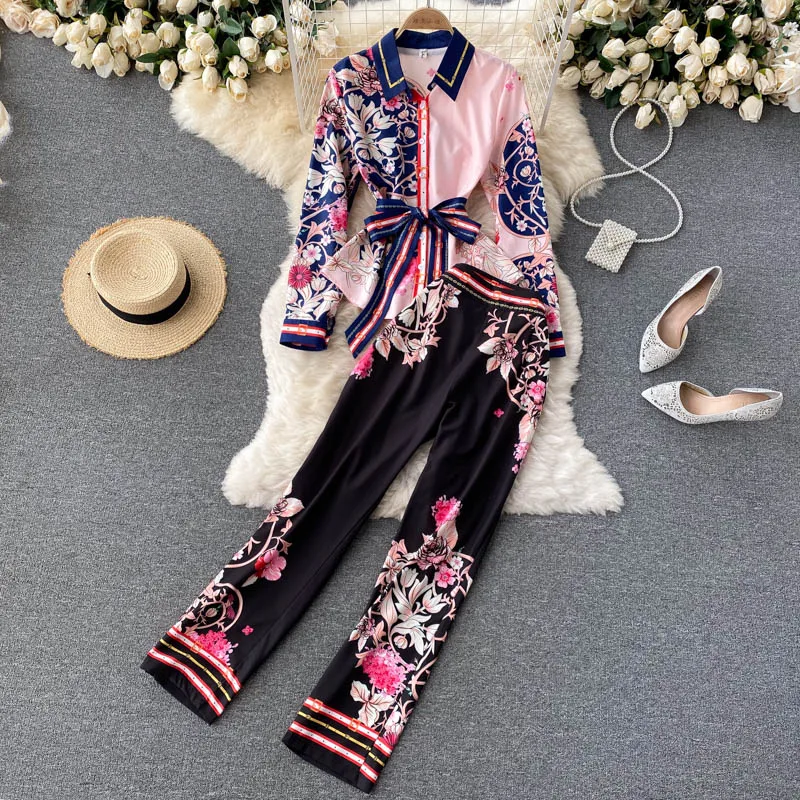 Women's Two-Piece Set Fashion Floral Print 2021 Autumn New Outfits Long Sleeve Shirt High Waist Wide Leg Pants Top and Pants Set
Women's Two-Piece Set Fashion Floral Print 2021 Autumn New Outfits Long Sleeve Shirt High Waist Wide Leg Pants Top and Pants Set