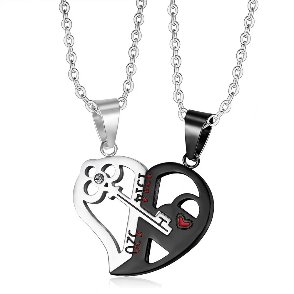 Fashion Jewelry A Pair of Splicing Heart Lock Key Pendant Stainless Steel Love Necklace Couple Chain I Love You Key Necklace, Picture shows
Fashion Jewelry A Pair of Splicing Heart Lock Key Pendant Stainless Steel Love Necklace Couple Chain I Love You Key Necklace, Picture shows