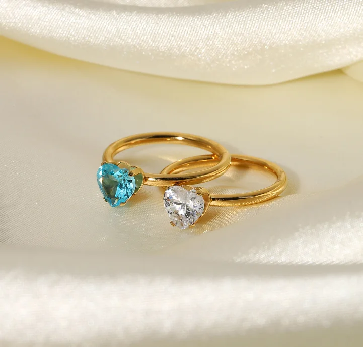 New trendy Delicate Multicolor Crystal dainty Nectarine Ring Colorful Thin band pure diamond Heart Crystal Ring for Women, Gold
New trendy Delicate Multicolor Crystal dainty Nectarine Ring Colorful Thin band pure diamond Heart Crystal Ring for Women, Gold