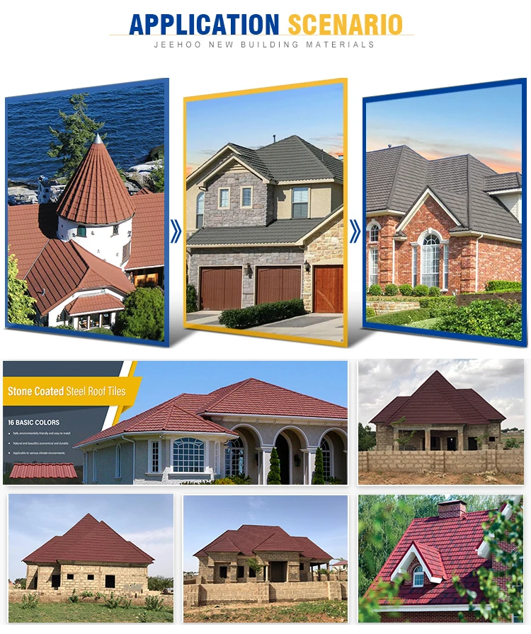 Interlocking Panels Classical Type Galvalume Color Stone Coated Metal Roof Tile