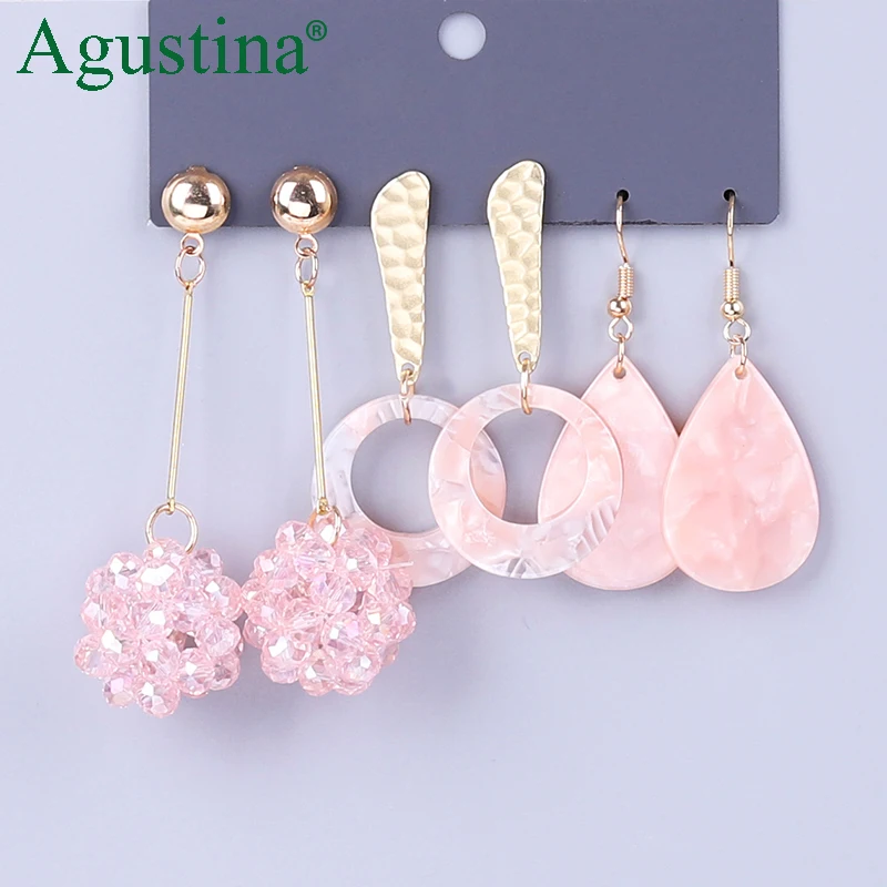 Agustina 2020 new fashion hot sale alloy jewelry black pink white set classic earrings, Colorful
Agustina 2020 new fashion hot sale alloy jewelry black pink white set classic earrings, Colorful