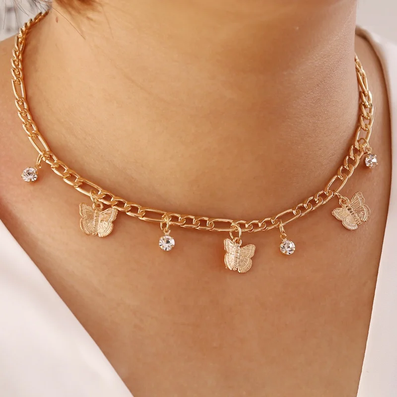 High Quality Gold plated diamond butterfly necklace women Butterfly charms necklace pendant creative clavicle chain jewelry, Gold color
High Quality Gold plated diamond butterfly necklace women Butterfly charms necklace pendant creative clavicle chain jewelry, Gold color