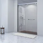 Tempered Glass Black Frame Aluminum Used Hardware Sliding Glass Shower Door