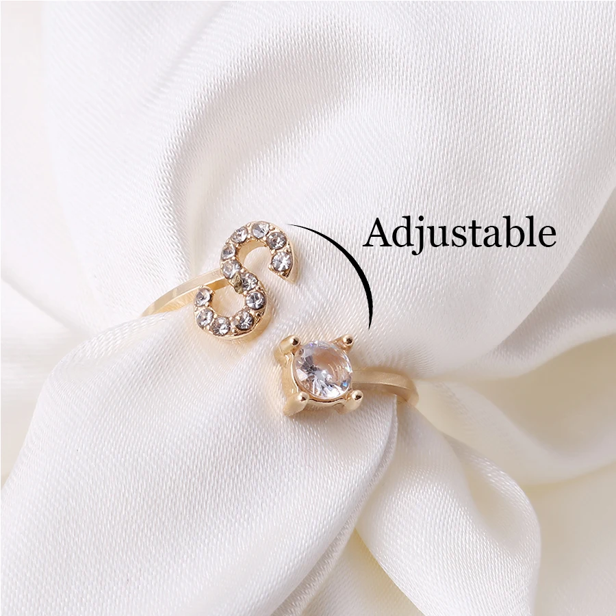 18k Gold Plated Ring Women Adjustable Rhinestone A - Z Letters Initial Ring Alphabet Rings
18k Gold Plated Ring Women Adjustable Rhinestone A - Z Letters Initial Ring Alphabet Rings