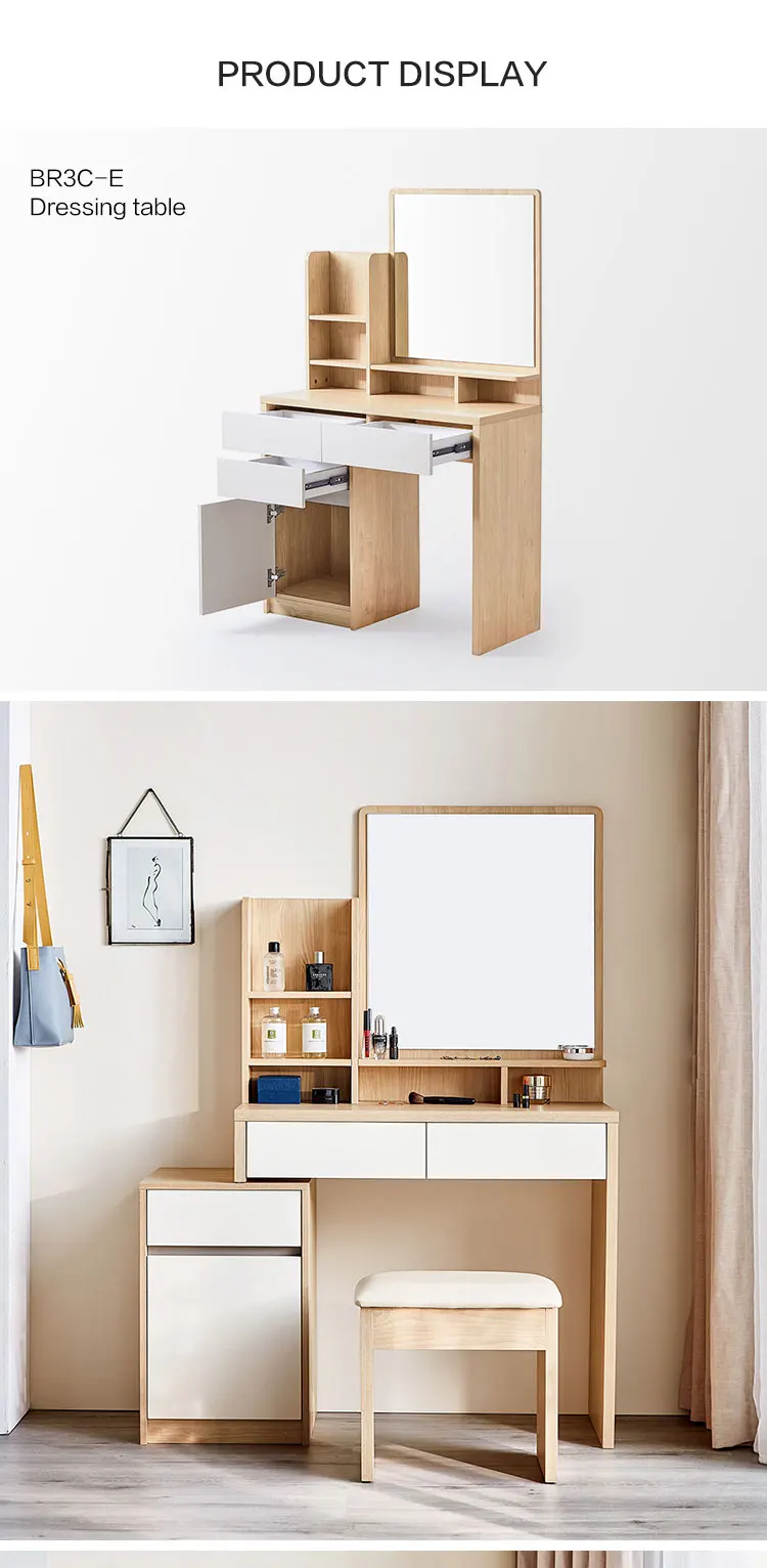 Drawer Cabinet Furniture Bedroom Set Modern Room Fabric Dresser With Mirror Chair