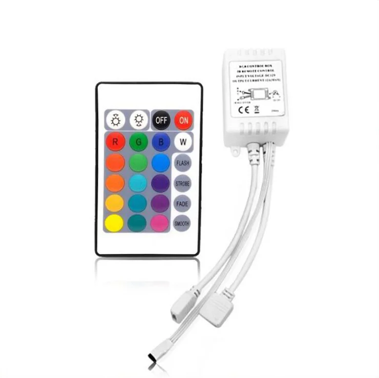 IR Controller with 24 Key Infrared Remote Control for 12V RGB LED Strip Light Double output line
IR Controller with 24 Key Infrared Remote Control for 12V RGB LED Strip Light Double output line