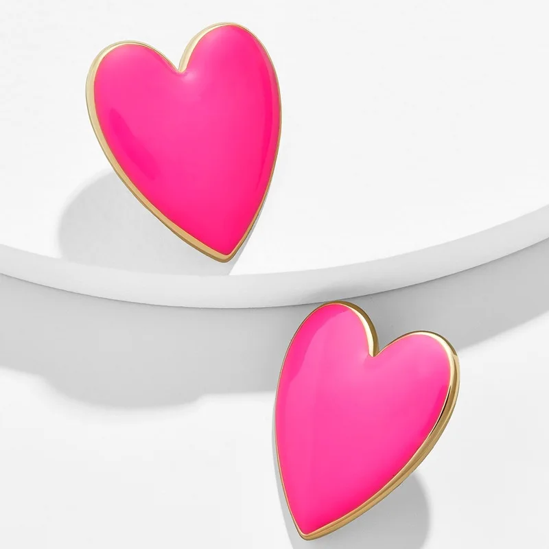 2020 Cute Fashion Black White Pink Yellow Enamel Heart Stud Earrings Statement Love Heart Earrings
2020 Cute Fashion Black White Pink Yellow Enamel Heart Stud Earrings Statement Love Heart Earrings