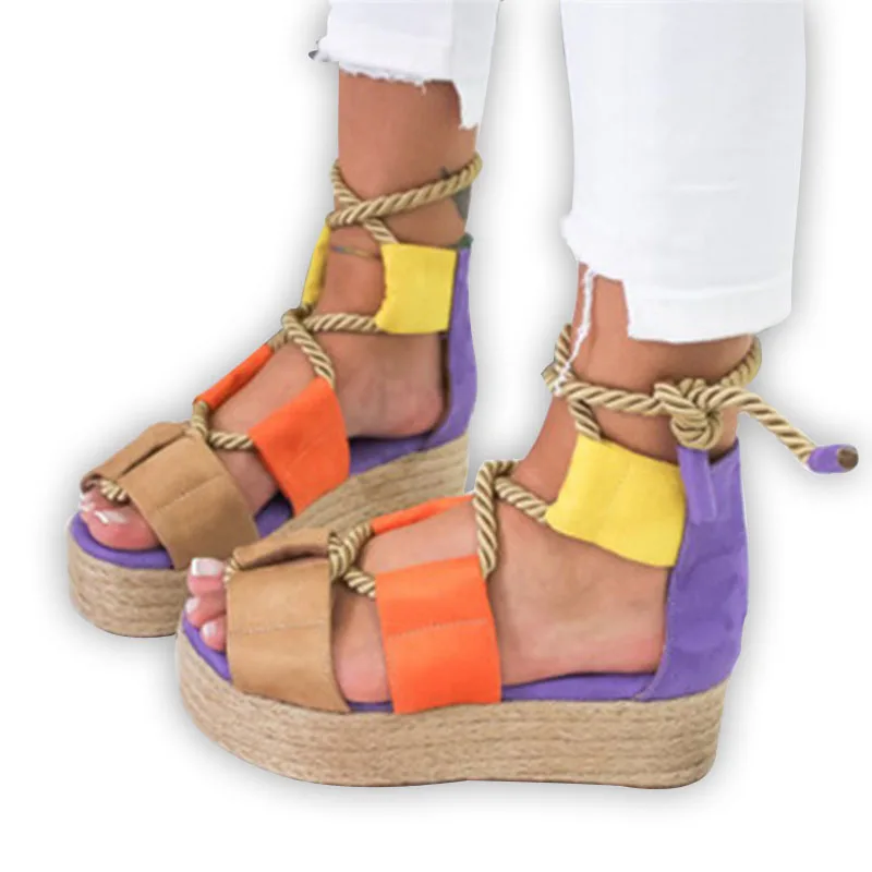 Plus Size Women Flat Sandals With Rope Thick-bottomed Splicing Lace Up Sandals, As picture
Plus Size Women Flat Sandals With Rope Thick-bottomed Splicing Lace Up Sandals, As picture