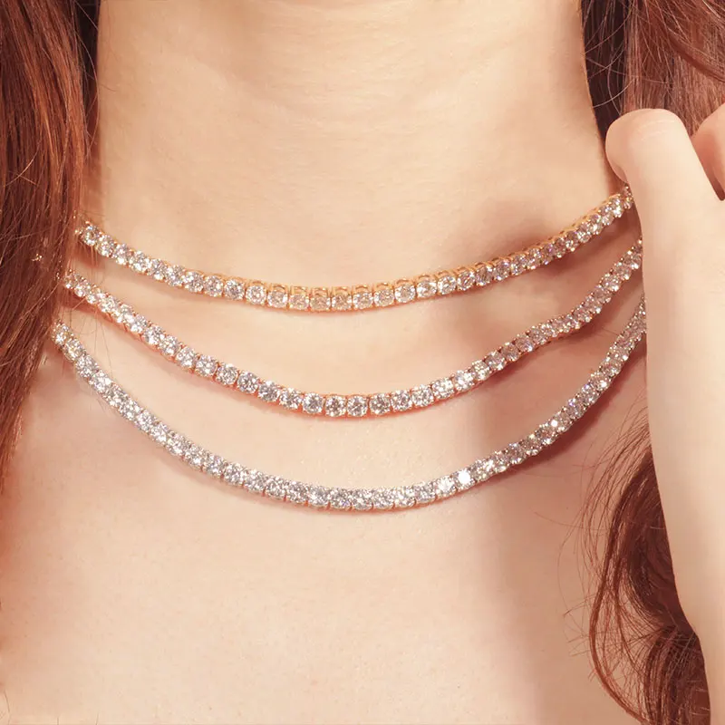 Premium custom jewelry silver plated white/yellow/rose gold 4mm round moissanite fancy gold tennis chain
Premium custom jewelry silver plated white/yellow/rose gold 4mm round moissanite fancy gold tennis chain