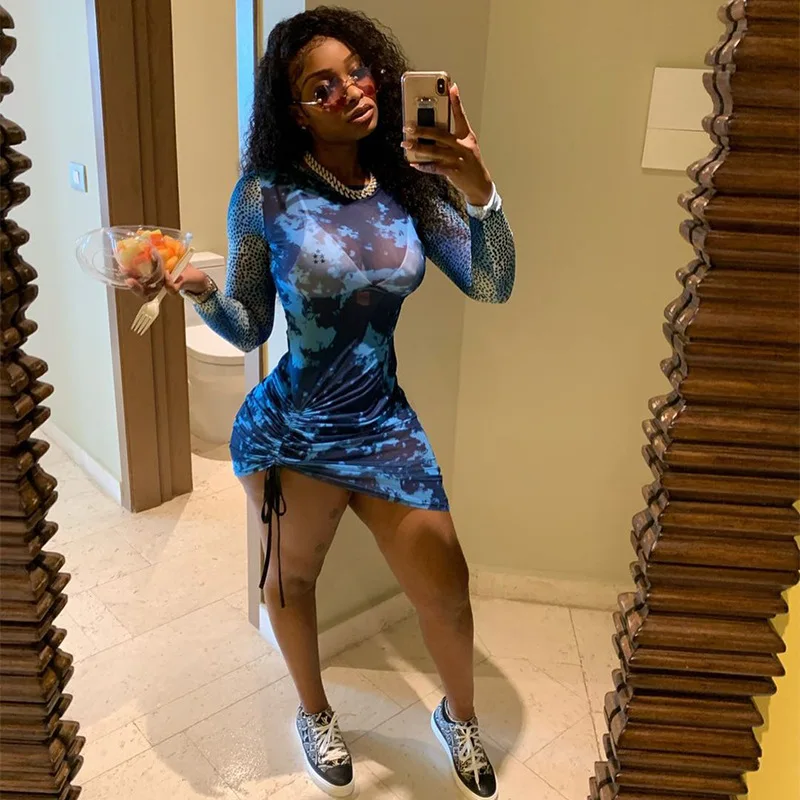 CuteNOVA A20745D Graphic Printed Mesh Mini Dress Women Slim Bodycon Side Drawstring Dress New Fall Clothing
CuteNOVA A20745D Graphic Printed Mesh Mini Dress Women Slim Bodycon Side Drawstring Dress New Fall Clothing