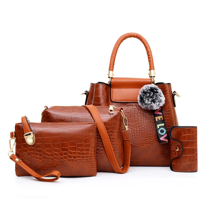 Women Vintage Style Crocodile Pattern PU Leather 4 PCS Set Handbag Shoulder Bag, Customizable,women handbag set
Women Vintage Style Crocodile Pattern PU Leather 4 PCS Set Handbag Shoulder Bag, Customizable,women handbag set