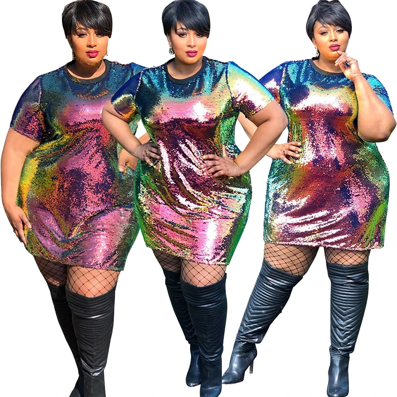 FM-19472 New arrival plus size tshirt dress sexy club dress xxxl sequin short sleeve above knee dress for women 2020, As picture
FM-19472 New arrival plus size tshirt dress sexy club dress xxxl sequin short sleeve above knee dress for women 2020, As picture