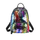 Fashion custom glitter reversible sequin backpack for students women girls color travel back bag