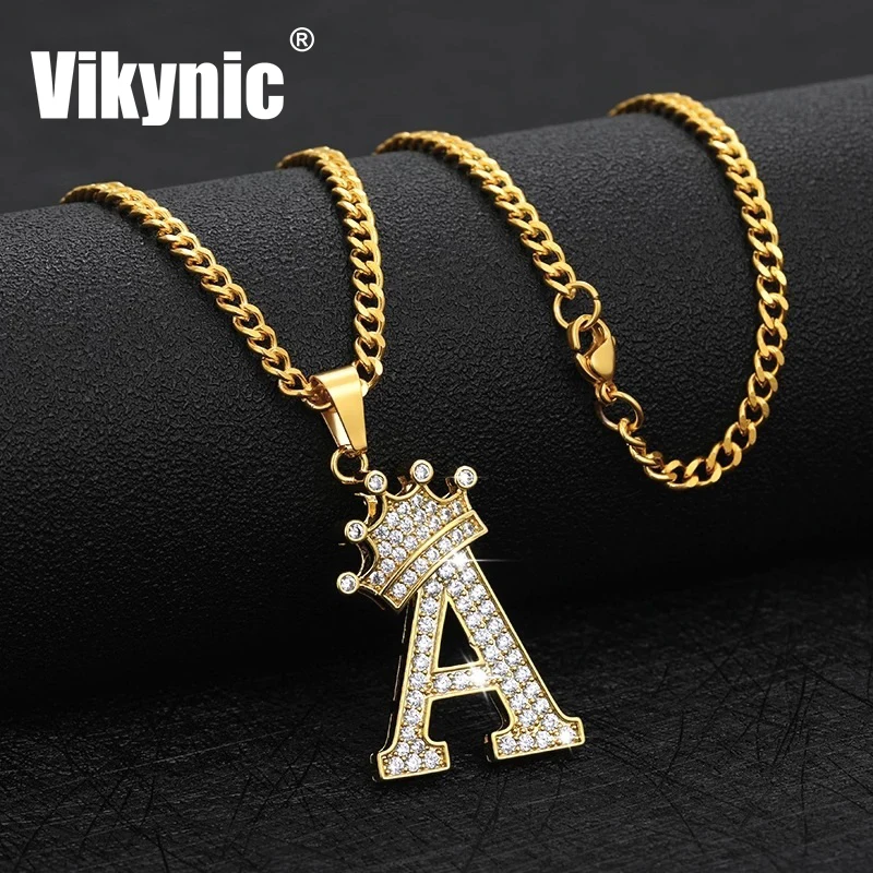 18k Gold Plated Cuban Link Chain Cubic Zircon Crown Letter Pendant Necklaces Luxury Micro Pave Diamond CZ Alphabet Necklace
18k Gold Plated Cuban Link Chain Cubic Zircon Crown Letter Pendant Necklaces Luxury Micro Pave Diamond CZ Alphabet Necklace