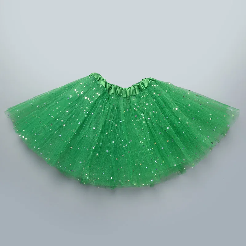

2022 High Quality Sequined Stars Glitter Ballet Dance dress 3 layers kids girls glitter star tutu skirts, As shown