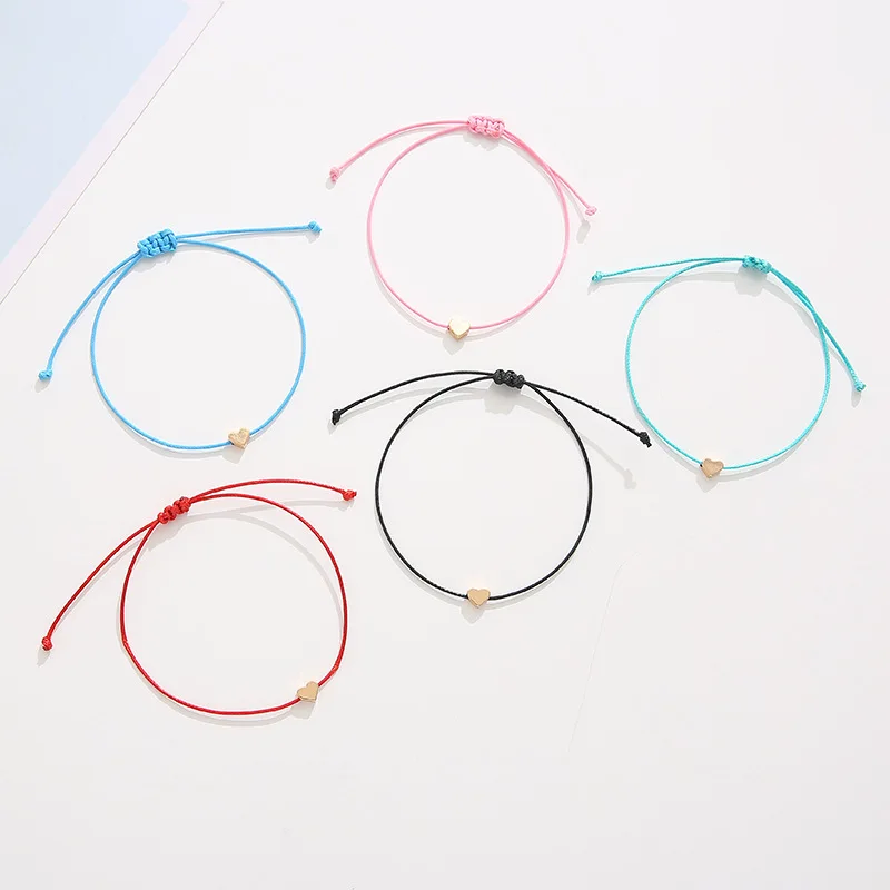 European and American Wish Card bracelet Simple Heart-shaped Wax Thread Woven Bracelet Hand Rope Jewelry
European and American Wish Card bracelet Simple Heart-shaped Wax Thread Woven Bracelet Hand Rope Jewelry