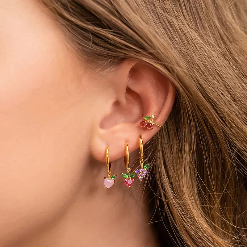 Korean Personalized Small Jewelry Popular Earrings Fruit Spring Summer Earings 18k Gold Plated Jewelry, Picture shows
Korean Personalized Small Jewelry Popular Earrings Fruit Spring Summer Earings 18k Gold Plated Jewelry, Picture shows