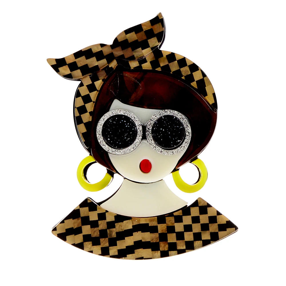 Acrylic A Girl Wearing A Plaid Headscarf Brooch Wear Sun Glasses Acetate Fiber Pin New Design, Picture color
Acrylic A Girl Wearing A Plaid Headscarf Brooch Wear Sun Glasses Acetate Fiber Pin New Design, Picture color