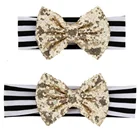 Hot Selling Sequin Bow Striped Headwear Matching Mom and Baby Bow Headband