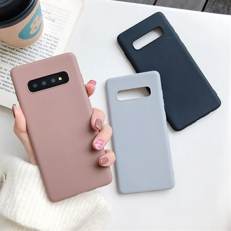 

silicone phone case for samsung galaxy note 10 9 8 s10 s10e s9 s8 s20 plus galaxi matte soft TPU back cover cases, Candy color